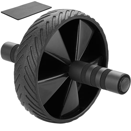 Mata1 Ab-Roller-Rad (26 cm x 18 cm, Schwarz) mit Kniepolster, Abs-Workout-Maschine für Rumpf- und...